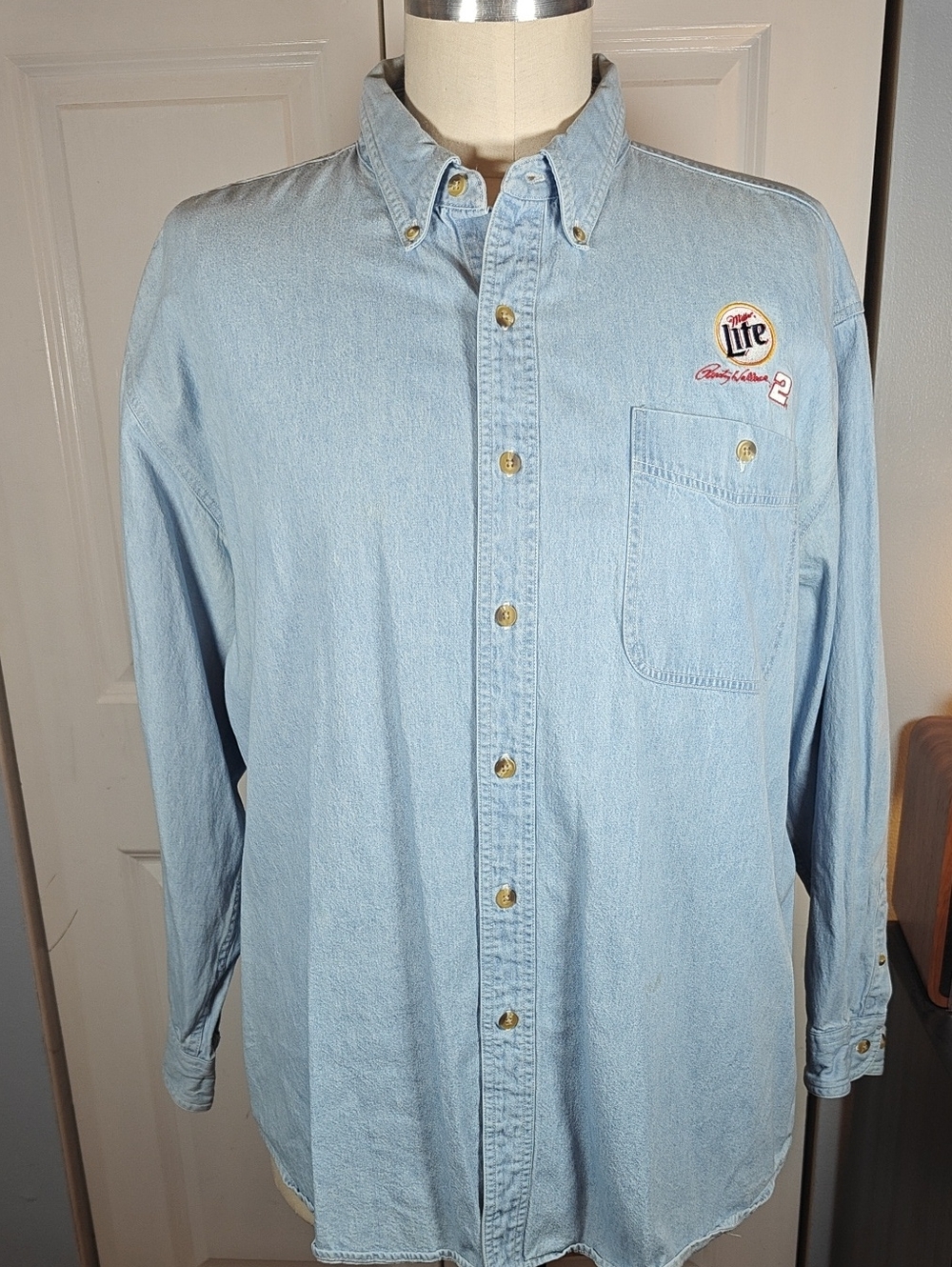 Chase Authentics Rusty Wallace Miller Lite NASCAR Denim Shirt 2XL